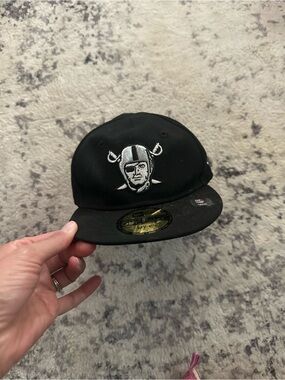 New Era Black Raiders Logo Fitted Hat